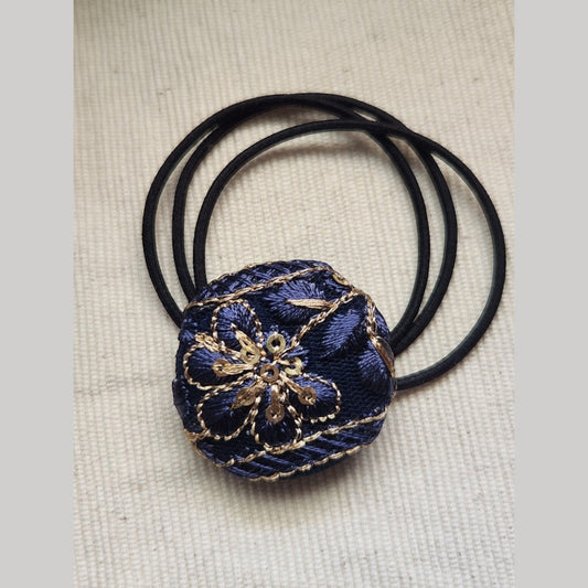 單品刺繡緞帶圓形髮圈