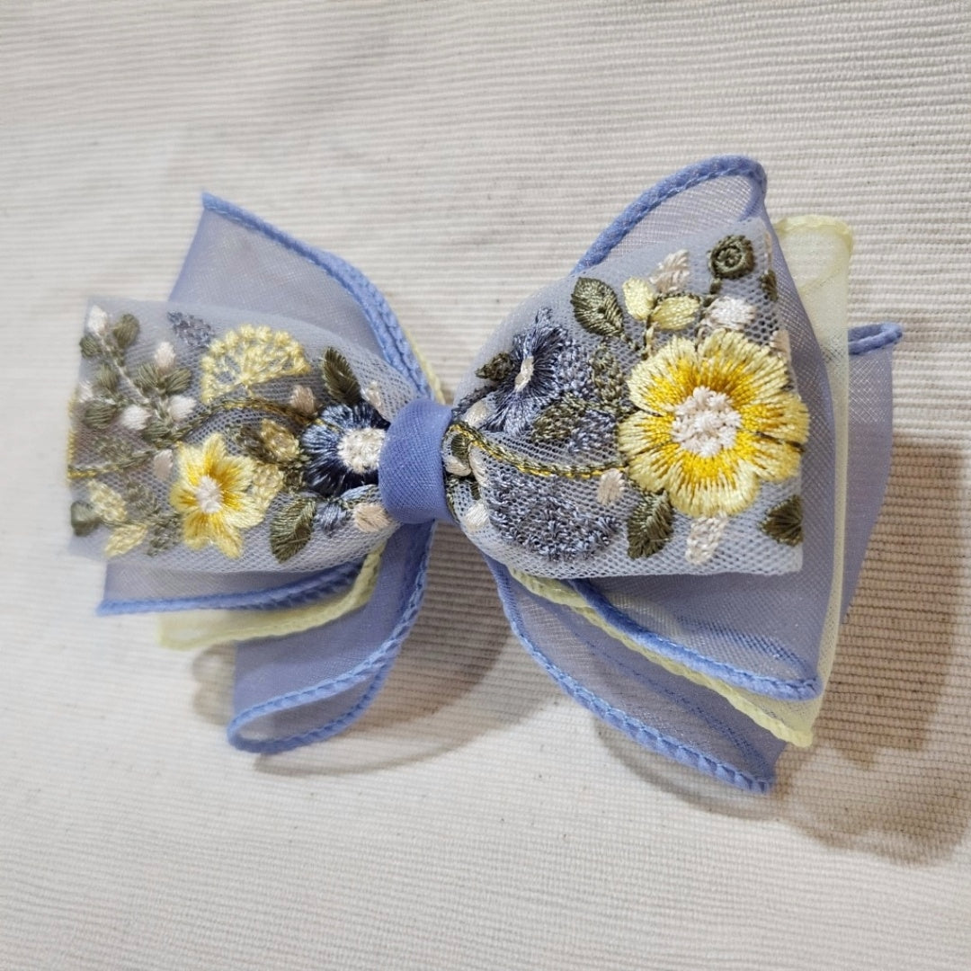 麗日花徑・刺繡緞帶蝴蝶結髮飾