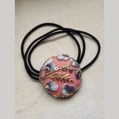 單品刺繡緞帶圓形髮圈
