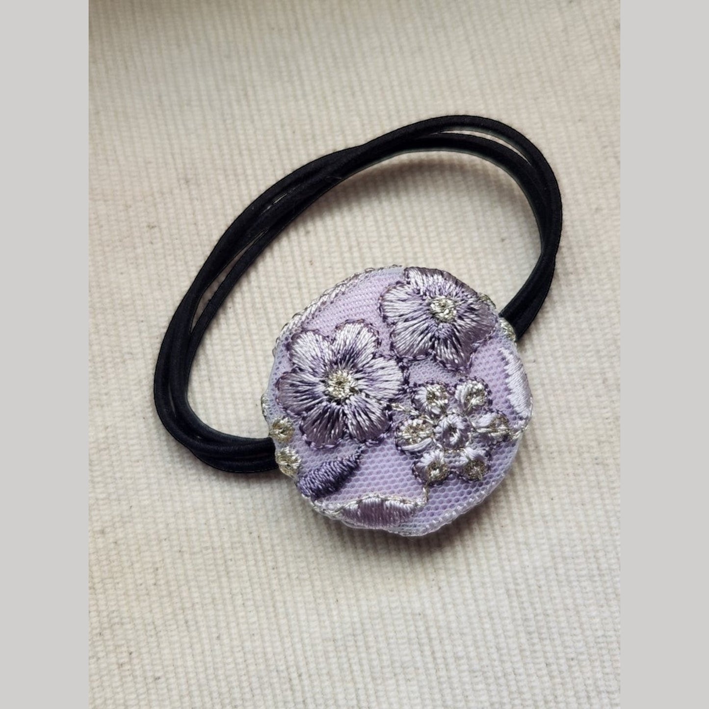單品刺繡緞帶圓形髮圈