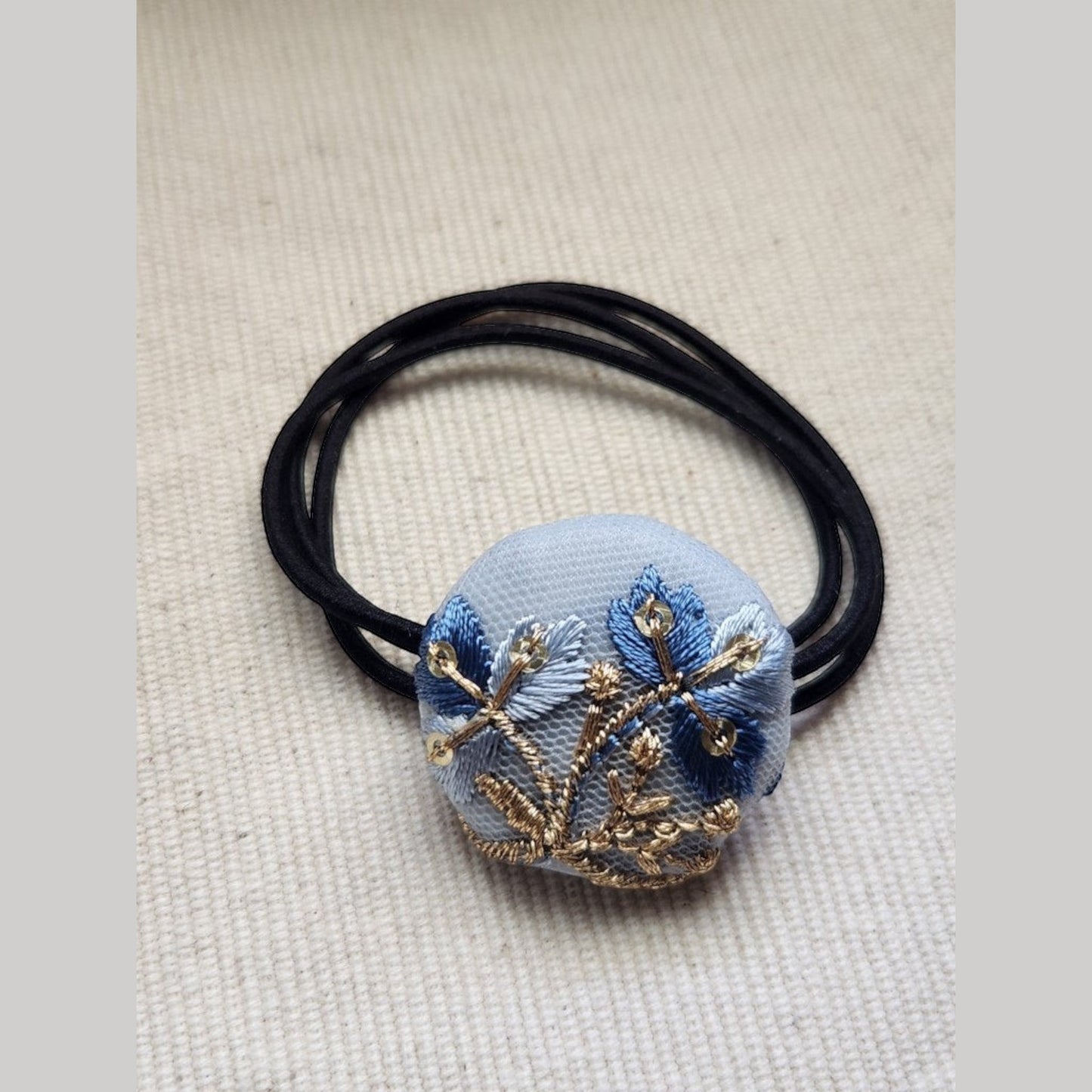 單品刺繡緞帶圓形髮圈
