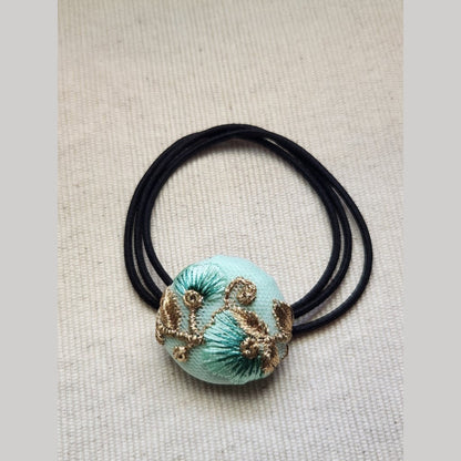 單品刺繡緞帶圓形髮圈