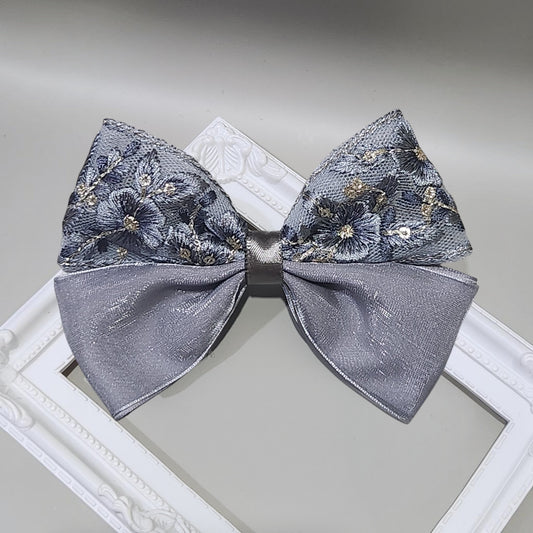 輝夜燦星・刺繡緞帶蝴蝶結髮飾
