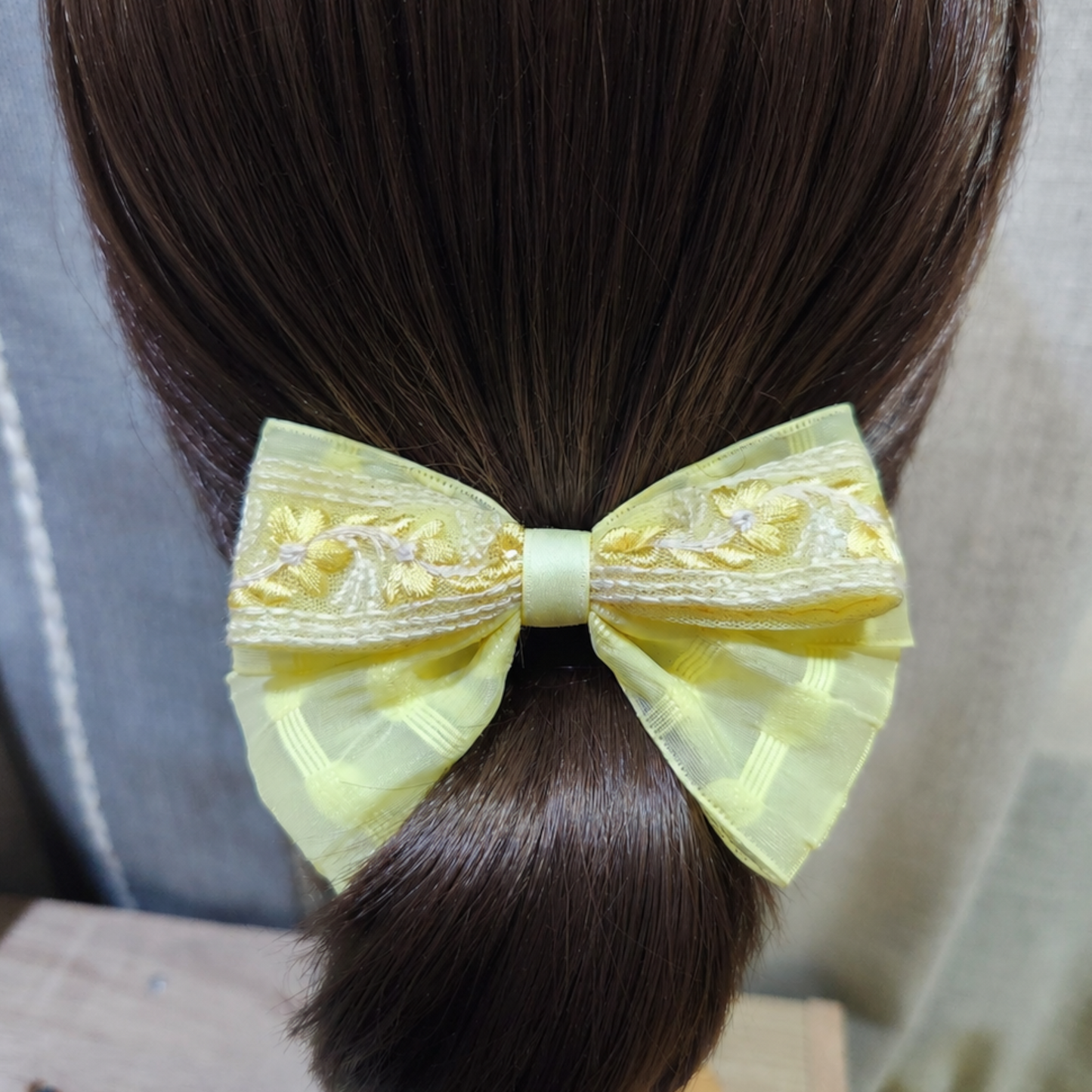 晨光花語・刺繡緞帶蝴蝶結髮飾