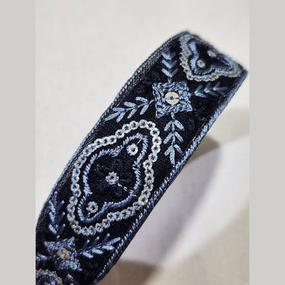 綺紋花飾・黑色刺繡緞帶髮箍