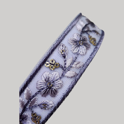 紫邊花藤・紫色刺繡緞帶髮箍